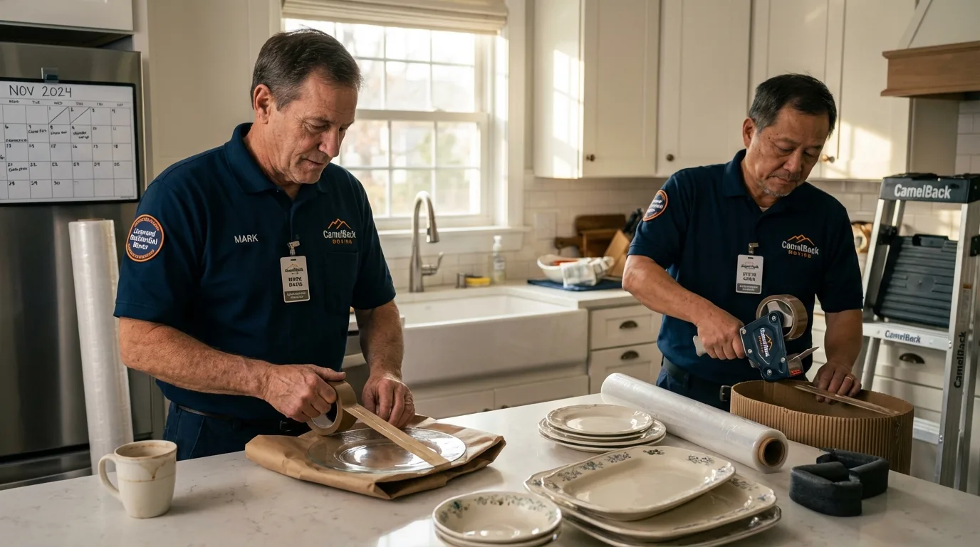 Professional crew packing kitchen dishware in Duquesne, PA